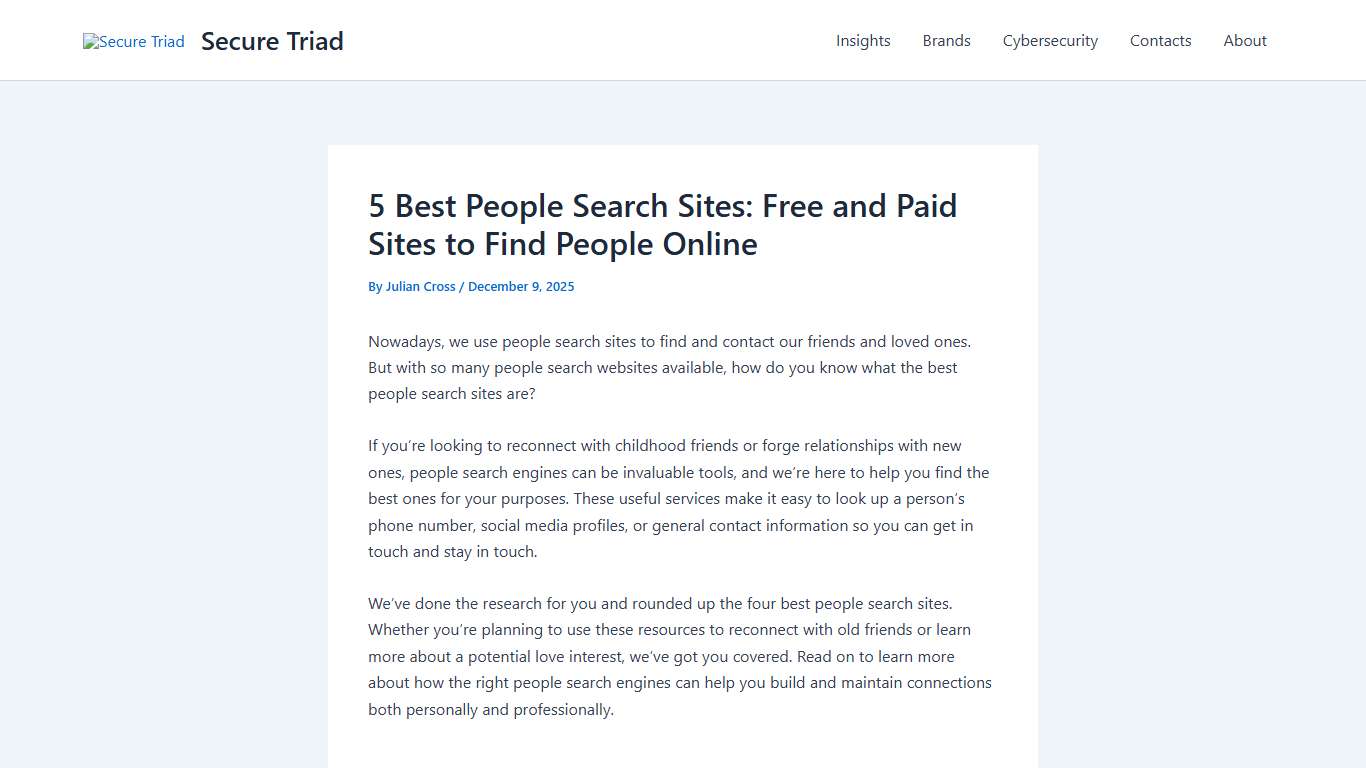 5 Best People Search Sites (2026): Free and Paid Secure Triad